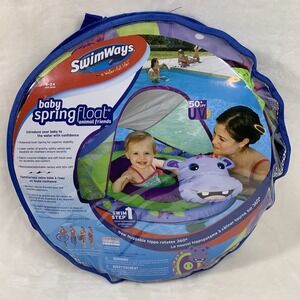 SwimWays Inflatable Baby‎ Spring Pool Float Animal Friends Huggable Hippo Canopy